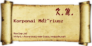 Korponai Máriusz névjegykártya